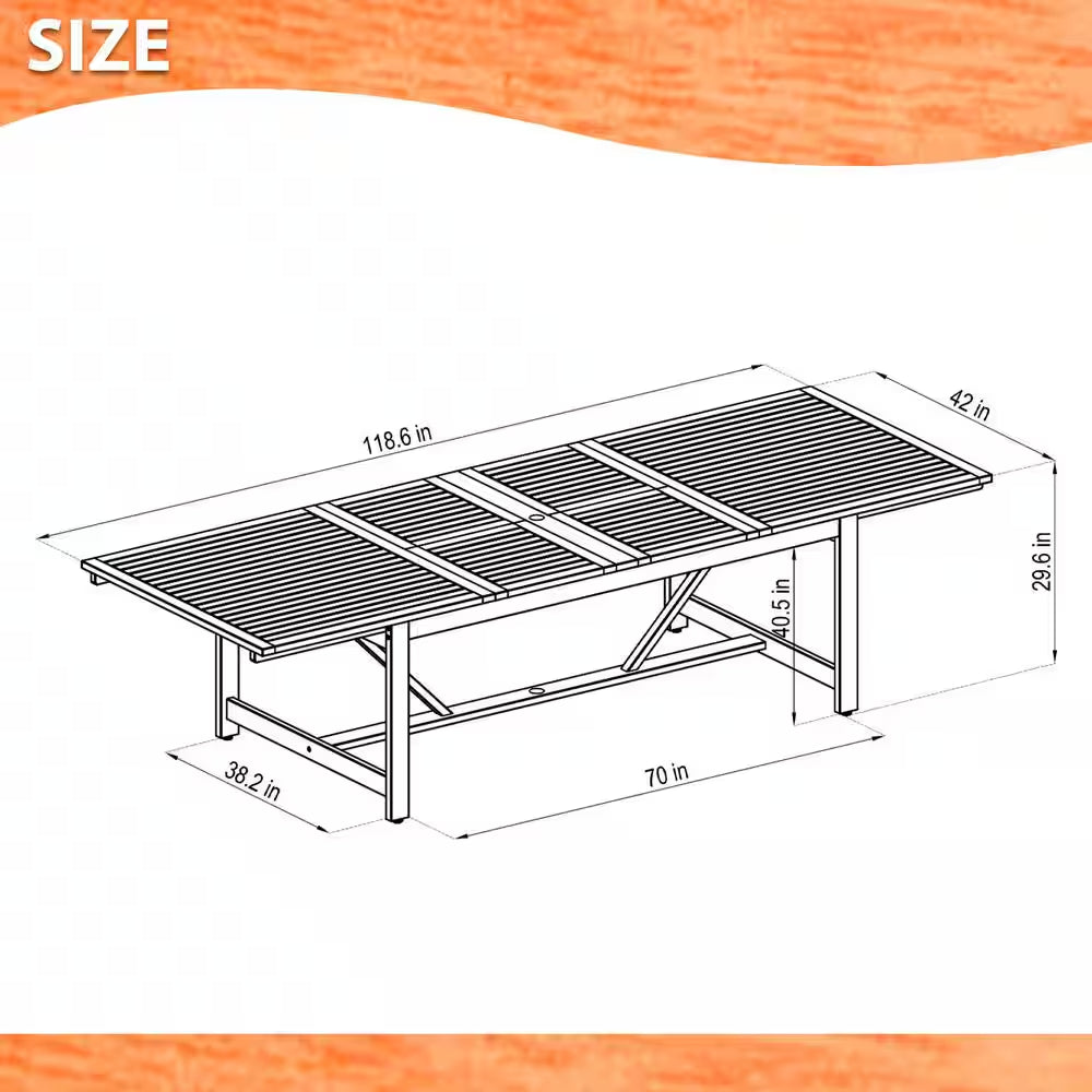 Lulu 11-Piece Teak Finish Patio Rectangular Dining Table Set Ideal for Outdoors and Indoors
