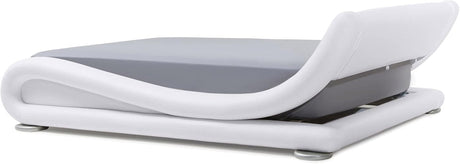 Furniture Modern Marlo White Genuine Leather King Size Platform Bed
