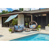 Dunes 3-Piece Wicker Patio Sofa Conversation Set with Blue Cushions