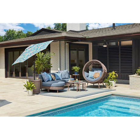 Dunes 3-Piece Wicker Patio Sofa Conversation Set with Blue Cushions