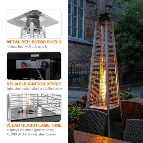 48000 -BTU Black Steel Floorstanding Liquid Propane Patio Heater