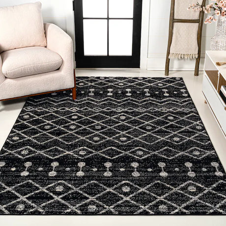 JONATHAN Y Aksil Beni Souk Runner Rug – 2x8 Ft Bohemian Trellis Design (Cream/Black)