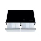 Coffee Table Fridge 27 In. 25 Cu. Ft. Retro Mini Refrigerator in White+Black, Bluetooth Speaker, Wireless Charging