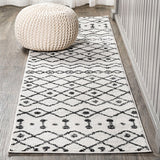 JONATHAN Y Aksil Beni Souk Runner Rug – 2x8 Ft Bohemian Trellis Design (Cream/Black)