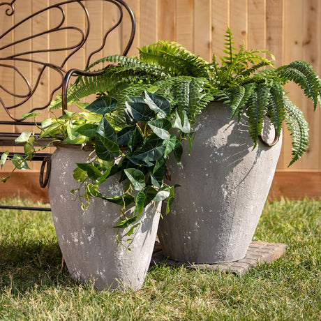 2-Pack 19.75" Extra Large Gray Metal Planters – Indoor/Outdoor with Drainage Holes