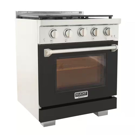 Professional 30 In. 4.2 Cu. Ft. 4 Burners Freestanding Natural Gas Range in Black with Convection Oven