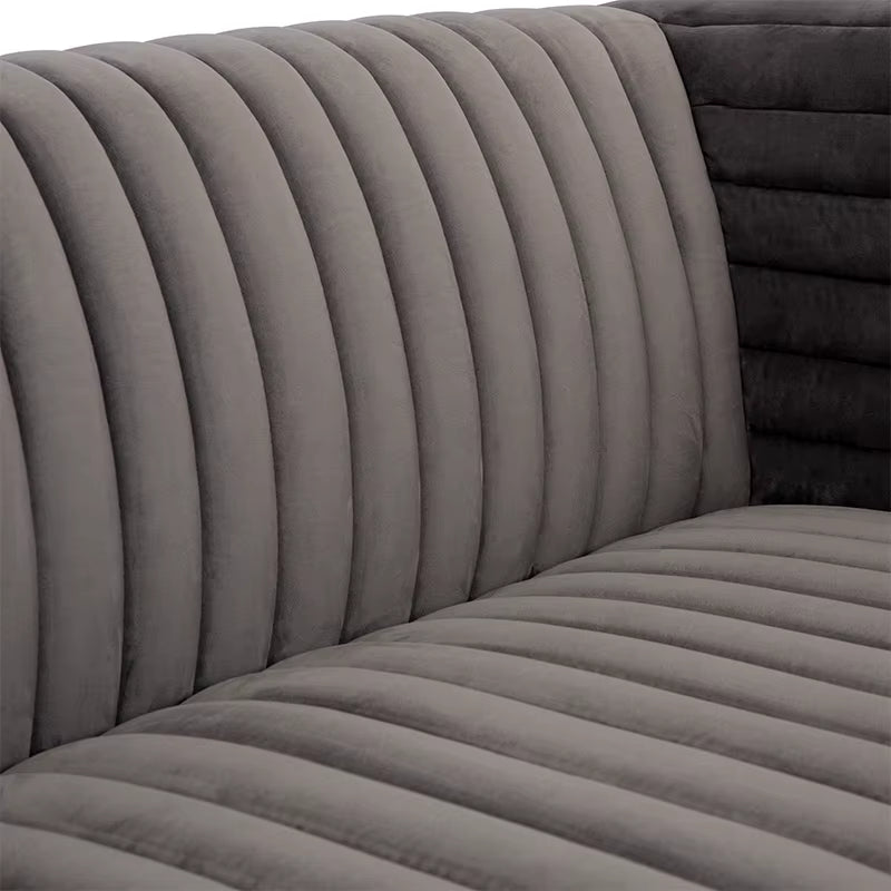 Vintage Flannel Futon Sofa – Convertible Sleeper with Golden Steel Frame