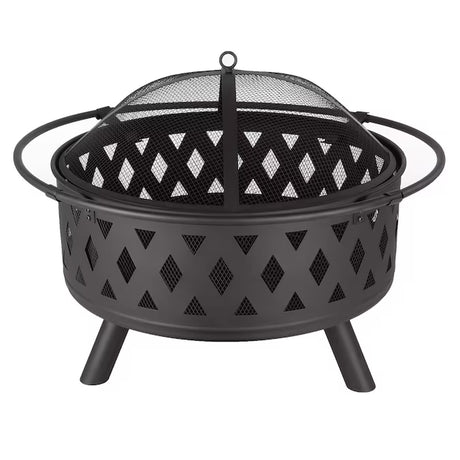 32-In W Black Steel Wood-Burning Fire Pit