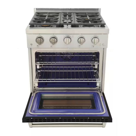 Professional 30 In. 4.2 Cu. Ft. 4 Burners Freestanding Natural Gas Range in Black with Convection Oven