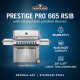 PRO665RSIBNSS-3 Prestige PRO RSIB Natural Gas Grill, 665 Sq.In. + Infrared Side and Rear Burners, Stainless Steel