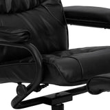 Black Faux Leather Upholstered Swivel Recliner with Ottoman Set