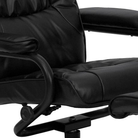 Black Faux Leather Upholstered Swivel Recliner with Ottoman Set