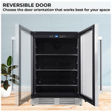 24-Inches W 108 -Can Capacity Stainless Steel Built-In/Freestanding Indoor Beverage Refrigerator with Glass Door