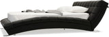 Modern Adonis Black Tufted Genuine Leather Platform Bed - King