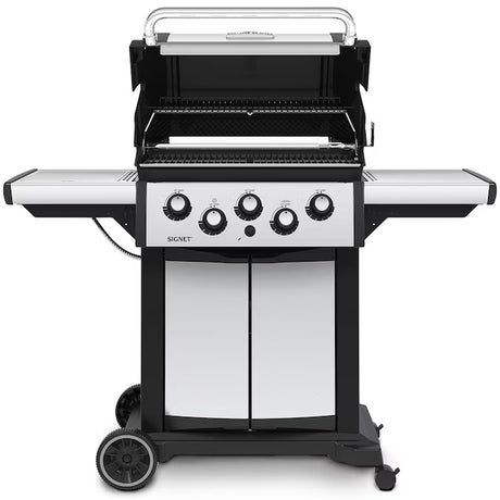 390 Stainless Steel/Black 3-Burner Natural Gas Grill with 1 Side Burner