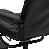 Black Faux Leather Upholstered Swivel Recliner with Ottoman Set