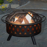 32-In W Black Steel Wood-Burning Fire Pit