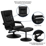 Black Faux Leather Upholstered Swivel Recliner with Ottoman Set