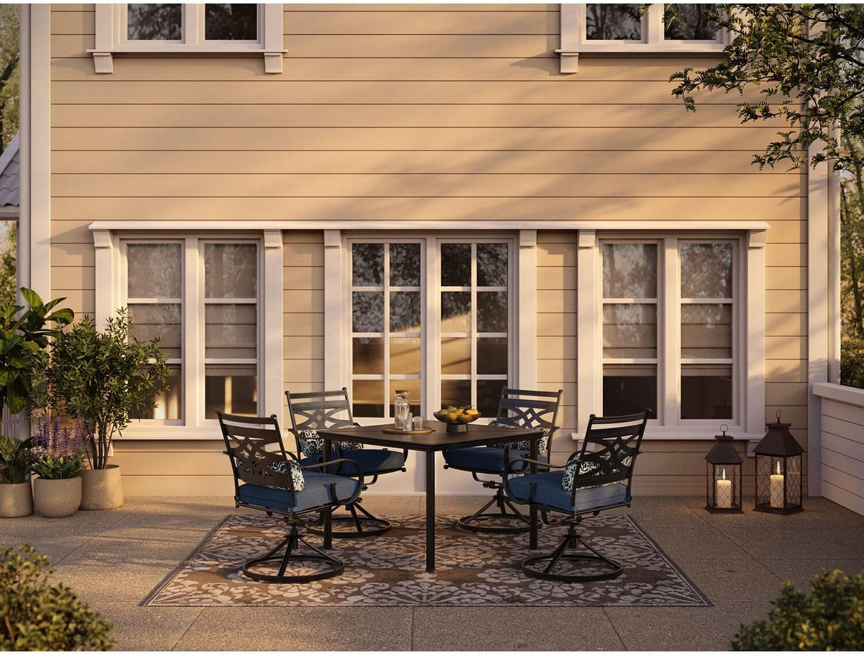Montclair 5-Piece Outdoor Dining Set – Weather-Resistant Patio Table & Swivel Chairs