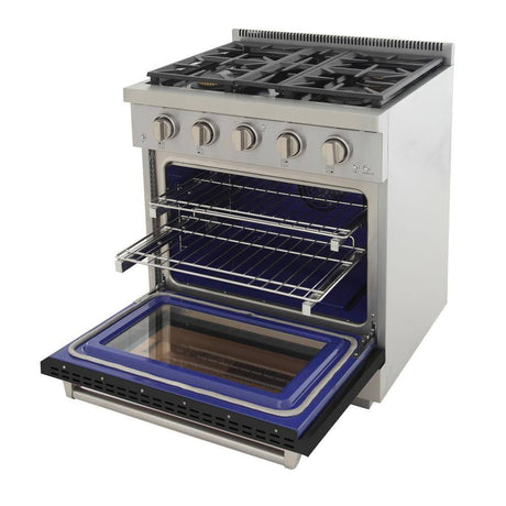 Professional 30 In. 4.2 Cu. Ft. 4 Burners Freestanding Natural Gas Range in Black with Convection Oven