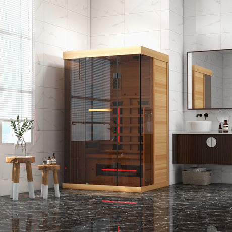 Infrared Sauna, 1-2 Person Home Sauna with 10 Minutes Warm-Up Heater Tube& Carbon Panels