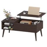 Burnt Wood Wood Modern Coffee Table with Storage