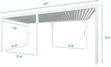 Outdoor Pergola, Patio Shelter W/ Double Aluminum Louvers, White ---111DA 10X20Ft 