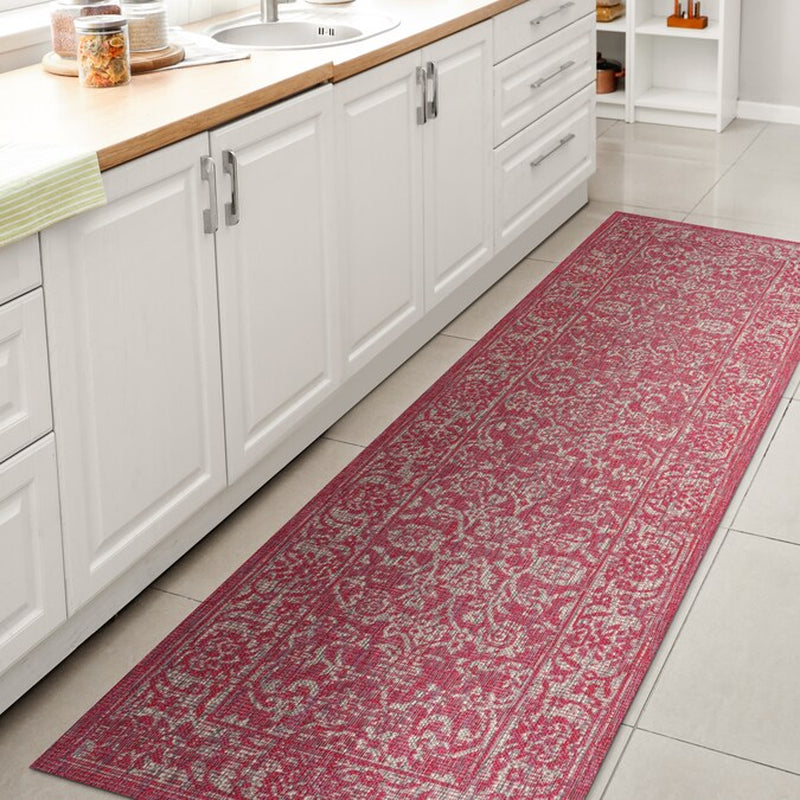 JONATHAN Y Santa Monica Floral Runner Rug – 2x8 Ft Indoor/Outdoor Coastal Design (Red/Taupe)