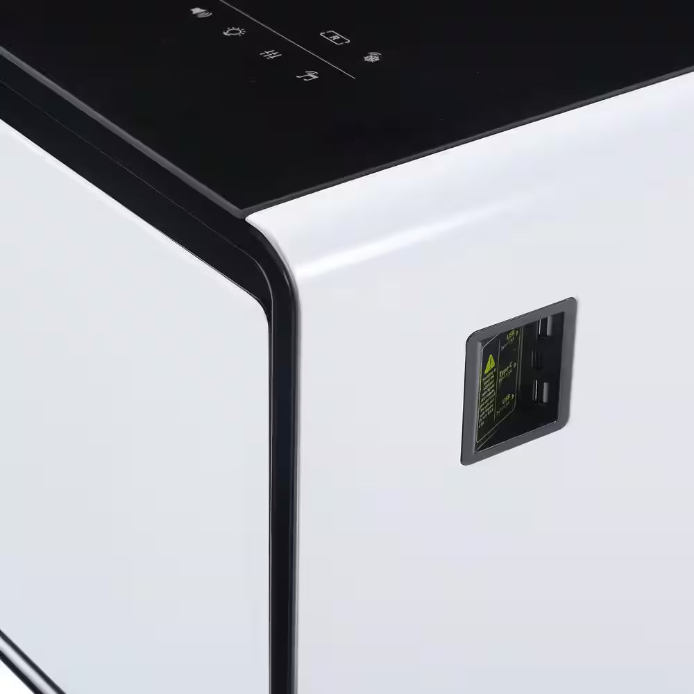 Coffee Table Fridge 27 In. 25 Cu. Ft. Retro Mini Refrigerator in White+Black, Bluetooth Speaker, Wireless Charging