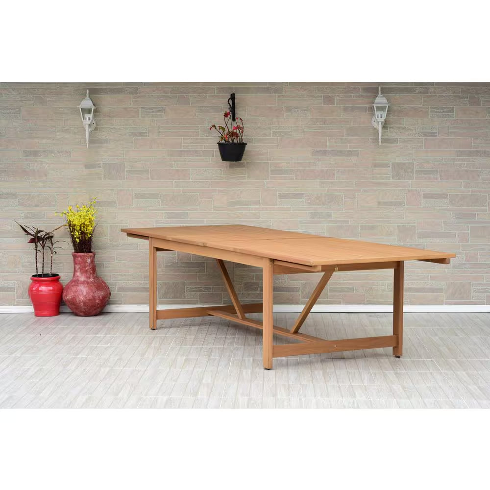 Lulu 11-Piece Teak Finish Patio Rectangular Dining Table Set Ideal for Outdoors and Indoors
