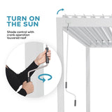 Outdoor Pergola, Patio Shelter W/ Double Aluminum Louvers, White ---111DA 10X20Ft 
