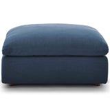 Commix Down-Filled Overstuffed Upholstered Sectional Sofa Ottoman in Azure
