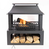 32.3-In W Black Steel Wood-Burning Fire Pit