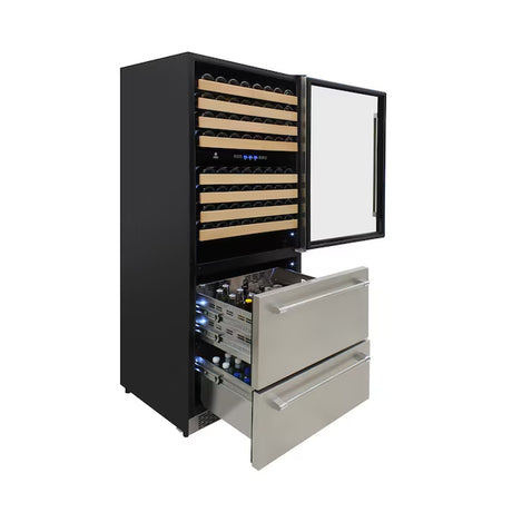 29.5" Stainless Steel Dual Zone Wine Cooler – 135-Bottle Capacity, Built-In/Freestanding