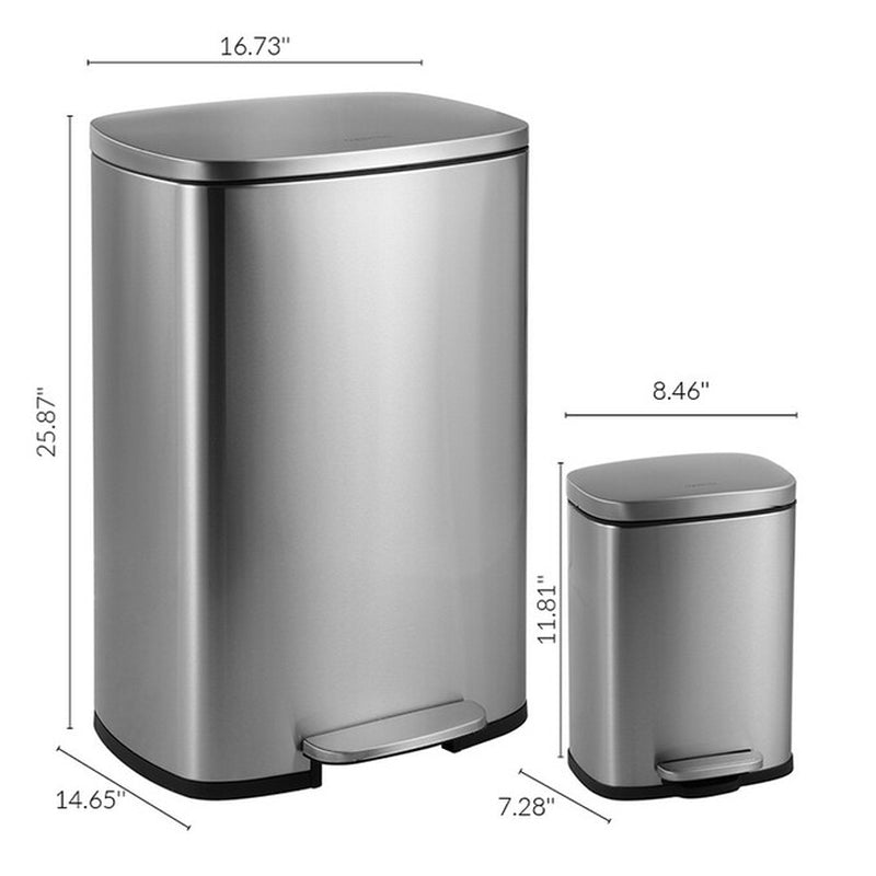 13.2-Gallon Stainless Steel Indoor Kitchen Step Trash Can