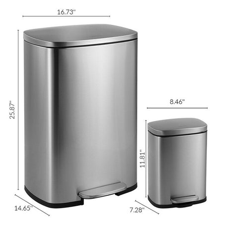 13.2-Gallon Stainless Steel Indoor Kitchen Step Trash Can