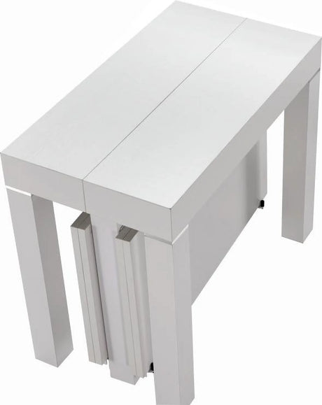 White Transformer Console-to-Dining Table – Italian Modern Expandable Design