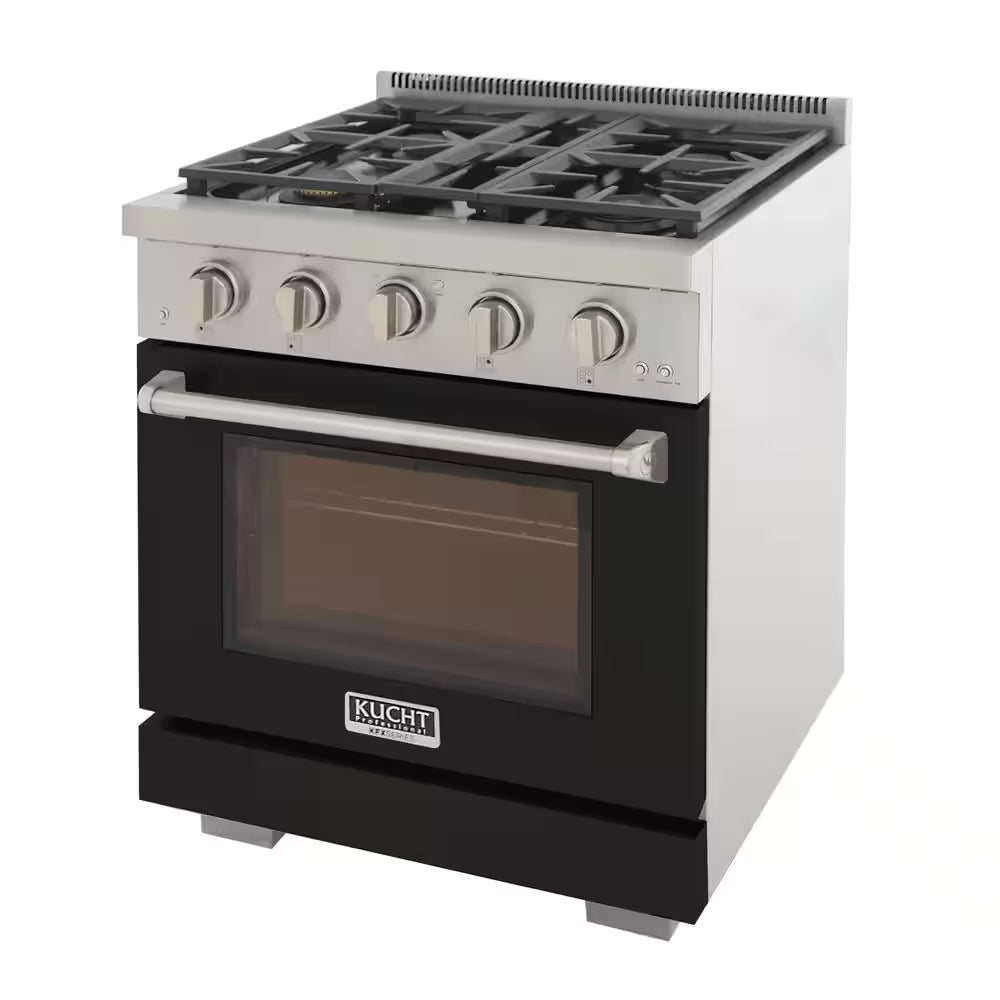 Professional 30 In. 4.2 Cu. Ft. 4 Burners Freestanding Natural Gas Range in Black with Convection Oven