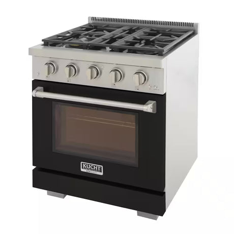 Professional 30 In. 4.2 Cu. Ft. 4 Burners Freestanding Natural Gas Range in Black with Convection Oven