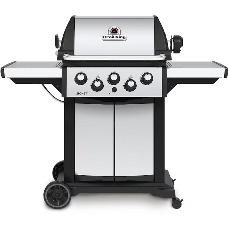 390 Stainless Steel/Black 3-Burner Natural Gas Grill with 1 Side Burner
