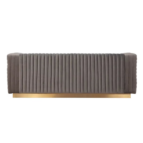 Vintage Flannel Futon Sofa – Convertible Sleeper with Golden Steel Frame