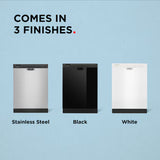 Eco Series 24" Front Control Built-In Dishwasher – White, 59 dB Quiet Operation