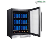 24-Inches W 108 -Can Capacity Stainless Steel Built-In/Freestanding Indoor Beverage Refrigerator with Glass Door