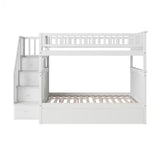 Columbia unk Bed with Twin Trundle Staircase Full-Over-Full B – Space-Saving & Functional Design (White)