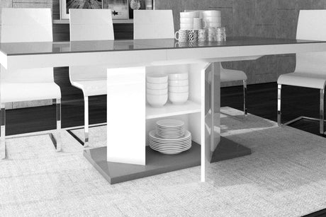 Indigo Extendable Dining Table with Storage (Grey/White)