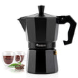 Stovetop Espresso Maker Espresso Cup Moka Pot Classic Cafe Maker Percolator Coffee Maker Italian Espresso for Gas or Electric Aluminum Black Gift package with 2 cups Amazon Platform Banned - Nest Home Essentials