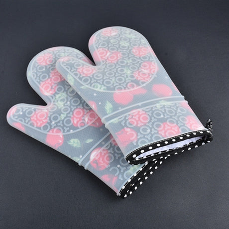 Flowered Sillicone Ktchen Gloves - Nest Home Essentials