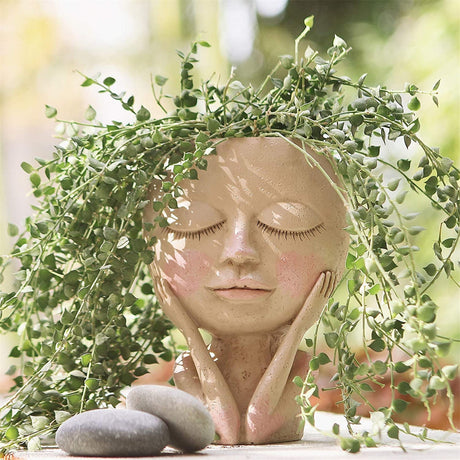 Girls Face Head Flower pot.